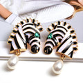 CAOSHI Fashion Exaggerated Bohemia Style Earrings Boho Earrings for Women Pendientes Jewelry Zebra Animal Pearl Earrings Women