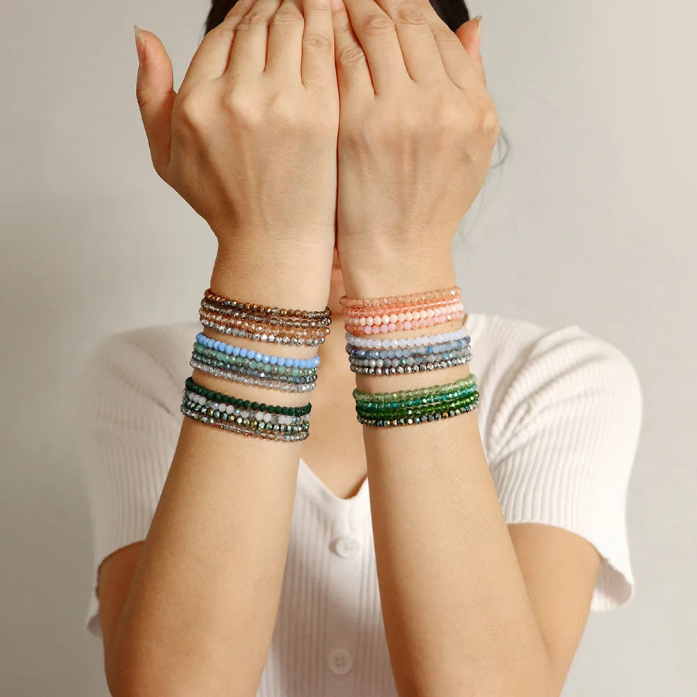 Light Luxury Four-Piece Crystal Fashion Jewelry Set Elegant Wristband Bracelet Popular Trendy Accessories for Ladies' Birthday