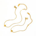 Fenny Jewelry 18K PVD Plated Wholesale Trendy Summer Holiday Snake Chain Bead Adjustable Stainless Steel Anklet for Women