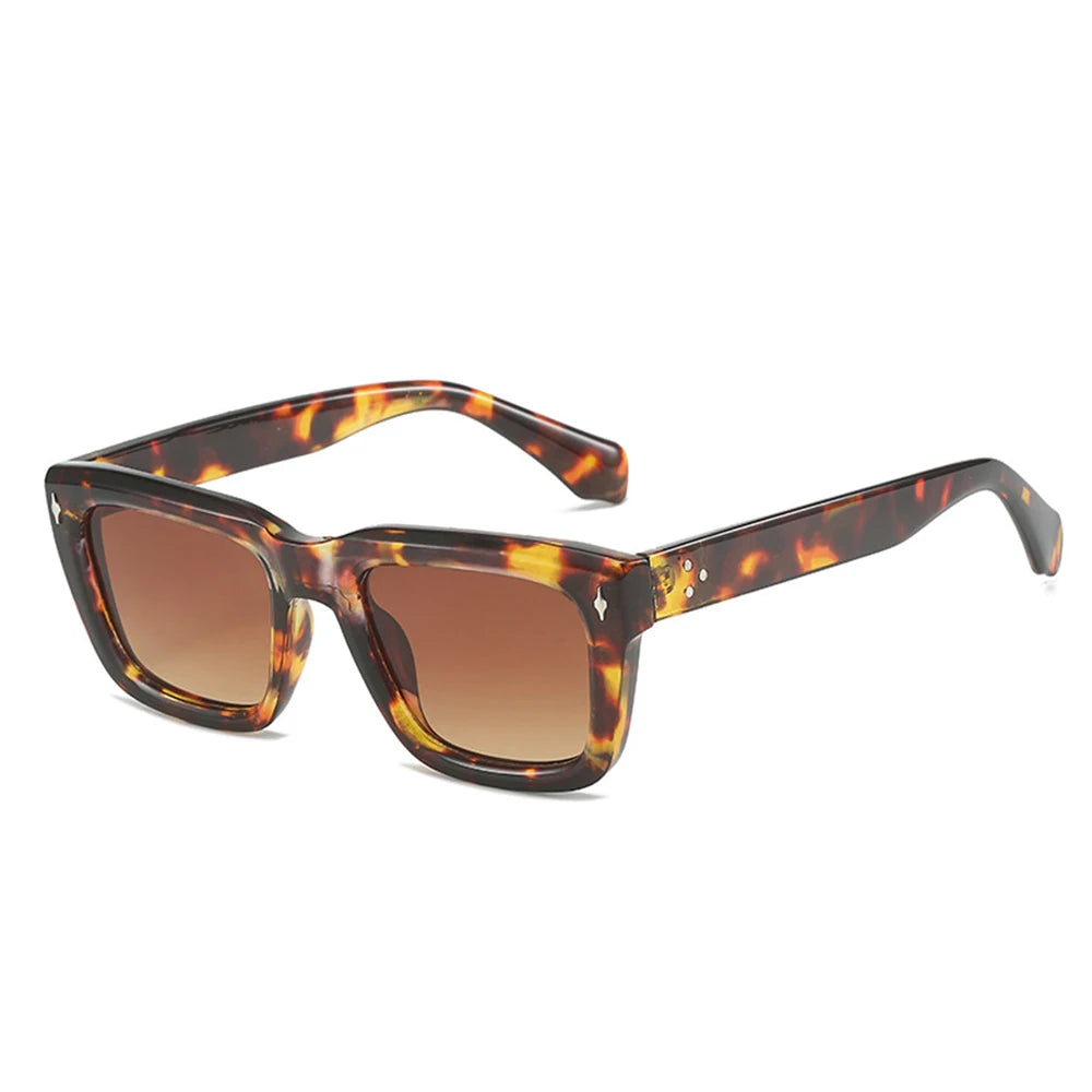 STORY W196 Retro Rivet Thick Frame Rectangle Sunglasses Women Men 2023 Brand Designer Vintage Tortoiseshell Square Sun Glasses