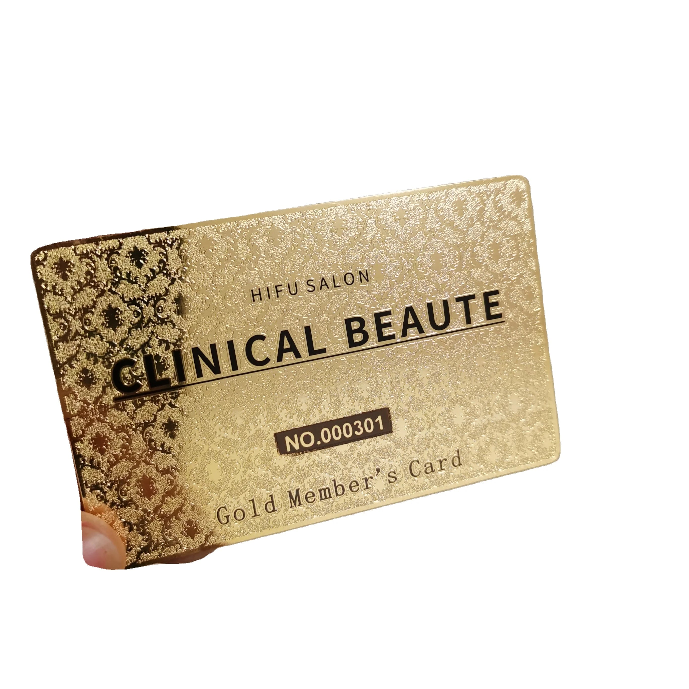 Cheap Price 0.3mm Customized Golden Frosted Black Text Luxury Metal Business