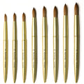 Custom Logo Matte Gold Metal Handle Round 100% Kolinsky Sable Acrylic Nail Brush Professional 3D Acrylic Pen for Manicure Powder