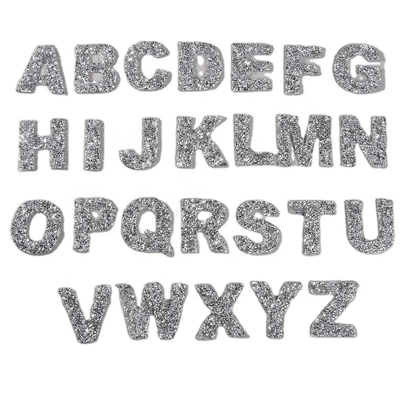 Hot Sale DIY Dress Accessory Iron on Backing Heat Pressed Bling Beaded clear Crystal Rhinestone Letter Alphabet Patches for Bag