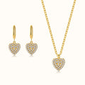 Trendy Diamond Stainless Steel love Necklace Jewelry Set Crystal Cz Cubic Zirconia Heart Earrings Necklace Jewelry Set