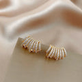 Vintage Hoop Earrings Wholesale S925 Silver Needle Geometric Earring Rhinestone Full Diamond Ear Stud Earrings