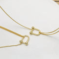 VIANRLA 925 Sterling Silver Chunky U Shape Pendant Necklace Minimalist Everyday Necklace