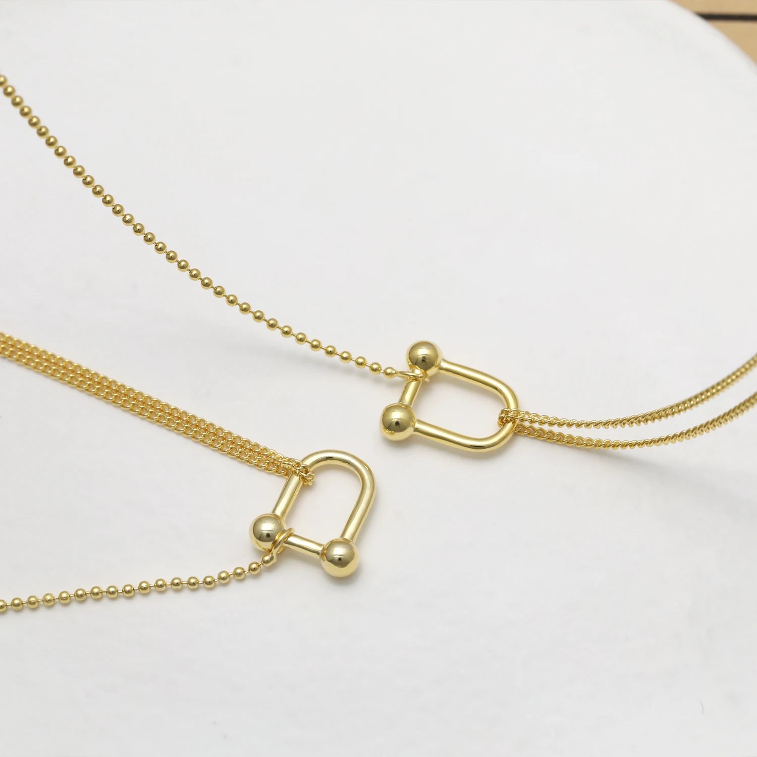VIANRLA 925 Sterling Silver Chunky U Shape Pendant Necklace Minimalist Everyday Necklace
