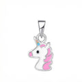 Wholesale Rhodium Plated Cute Unicorn Pendant Children's Gifts Enamel Animal 925 Sterling Silver Unicorn Pendant