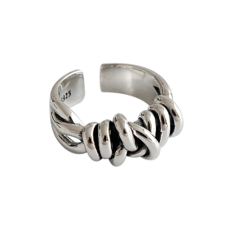 Jewelry Manufacturer 925 Sterling Silver Jewelry Ring Normcore Retro Woven Winding Ring Personality Minority Silver Ring