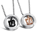 Crown Cross Stainless Steel Necklace  Lovers Jewelry With 'Keep Me in Your Heart' Chain Gold Couple Necklaces Valentine's