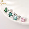 Pass Diamond Tester Wedding Earring 925 Silver 6.5mm 1CT Brilliant Cut Colorful Moissanite Earrings With GRA Certificate