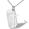 Men's Women's Stainless Steel Cross Square Charm Fine Pendant Religious Christian Bible Verse Prayer Necklace with Free Chain