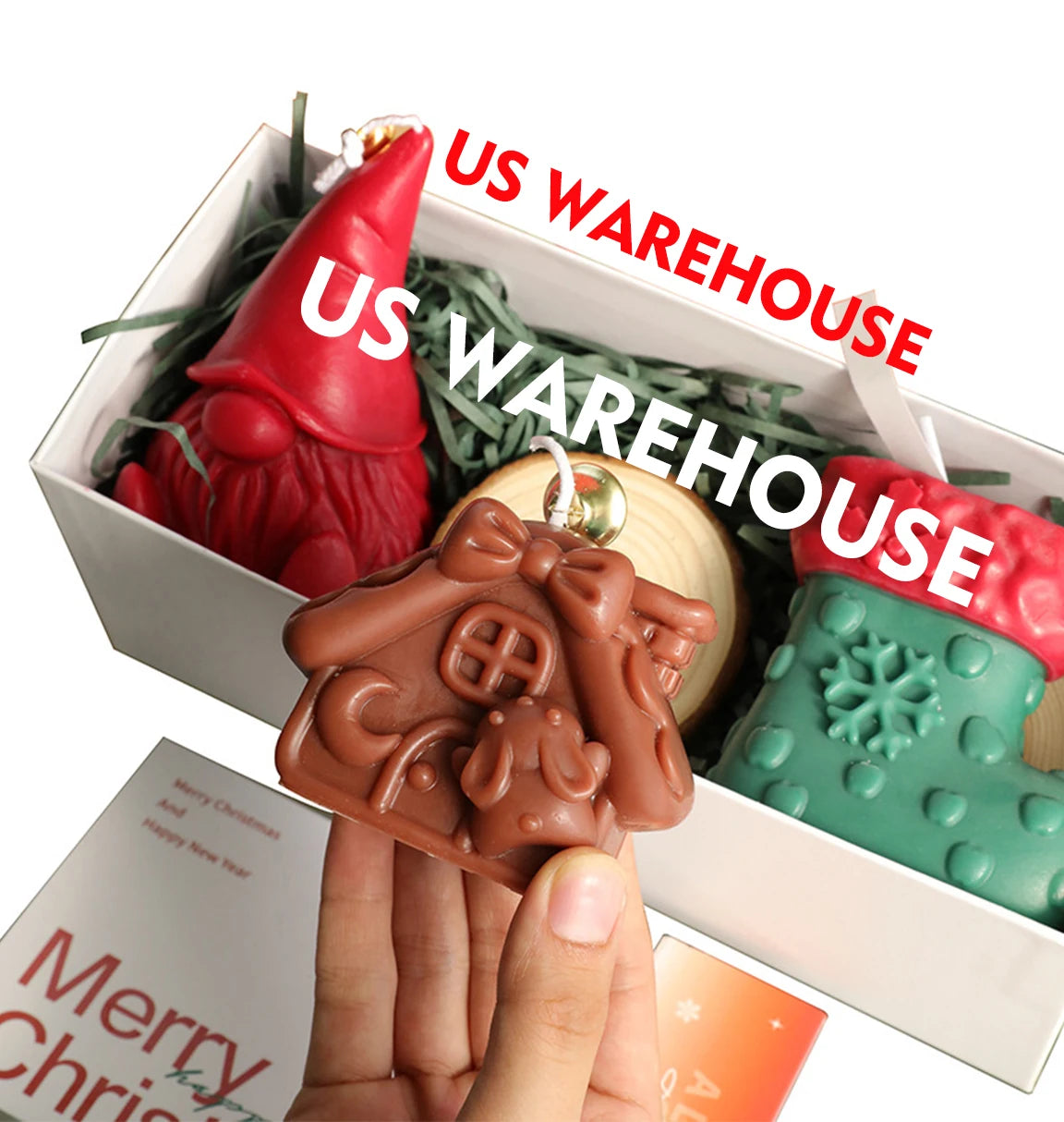 US Warehouse Low MOQ Handmade Soy Wax Christmas Candles Set New Year Home Decoration Gift for Christmas and Chinese New Year MegaBDM