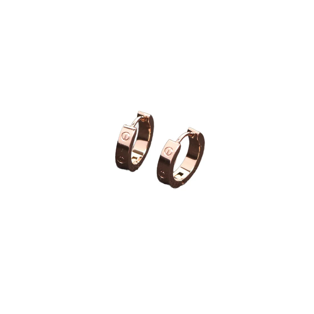 18K Gold Plated Luxury Designer Huggie Earrings for Women Bohemian Style with Love Brand Stainless Steel Material