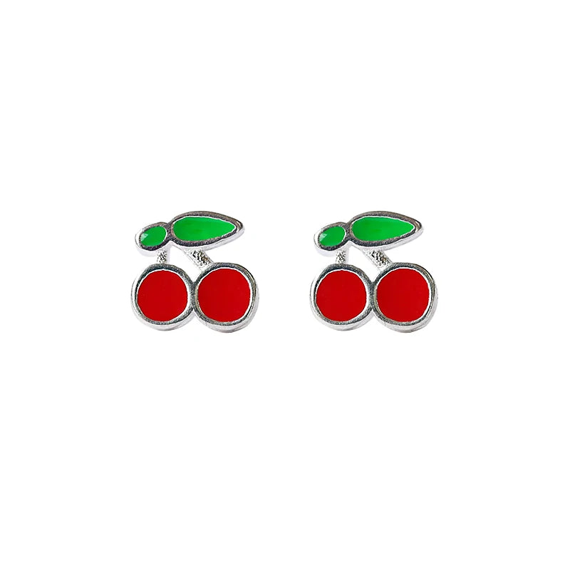 925 Sterling Silver Cherry Stud Earrings for Women Girls Fashion Jewelry 2025