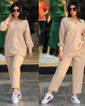 European and American Women's Oversized Fashionable Casual Suit Lapel Collar Long Sleeved Shirt High Waist Pocket Pants