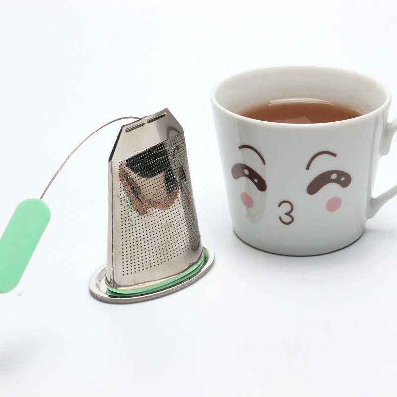 Stainless Steel Tea Bag Infuser with Long Wire Handle and Silicone Tip