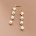 S925 Sterling Silver Natural Long Tassel Baroque Pearl Earrings INS Fashion Designer Earrings Luxury Drop Earrings Women Gift