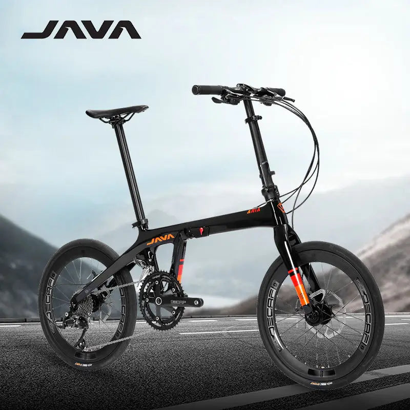 Java Folding Bicycle ARIA CB 18S Carbon Fiber Folding Bike 18 Speed Double Disc Brake Bicycle Men's and Women's Bicycle