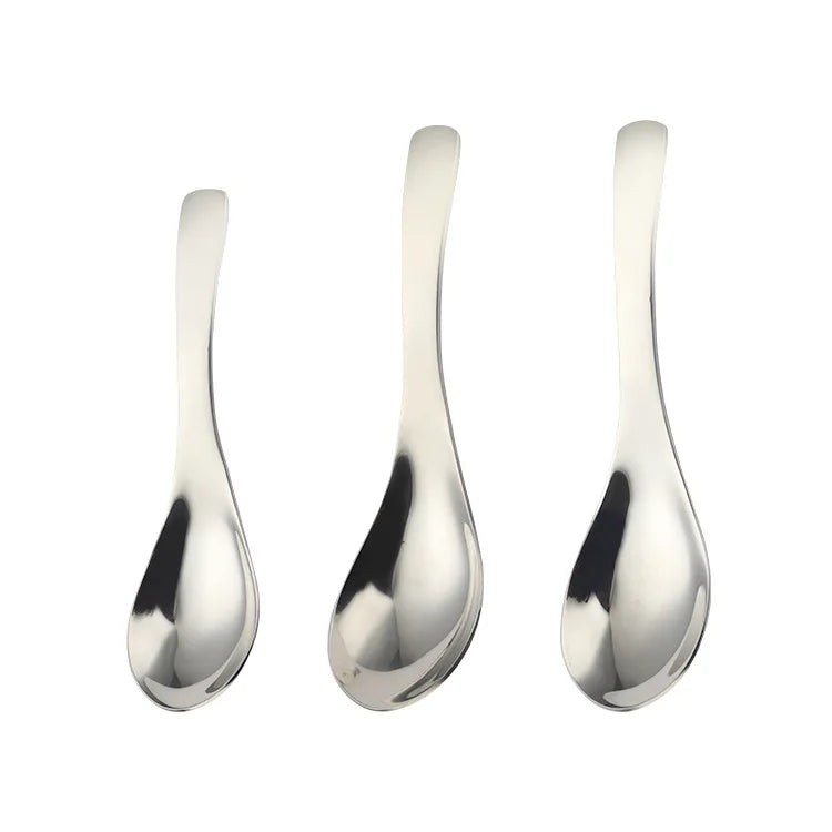 Stainless Steel Tableware Set Round and Flat Spoon Metal Tableware Spoon Set