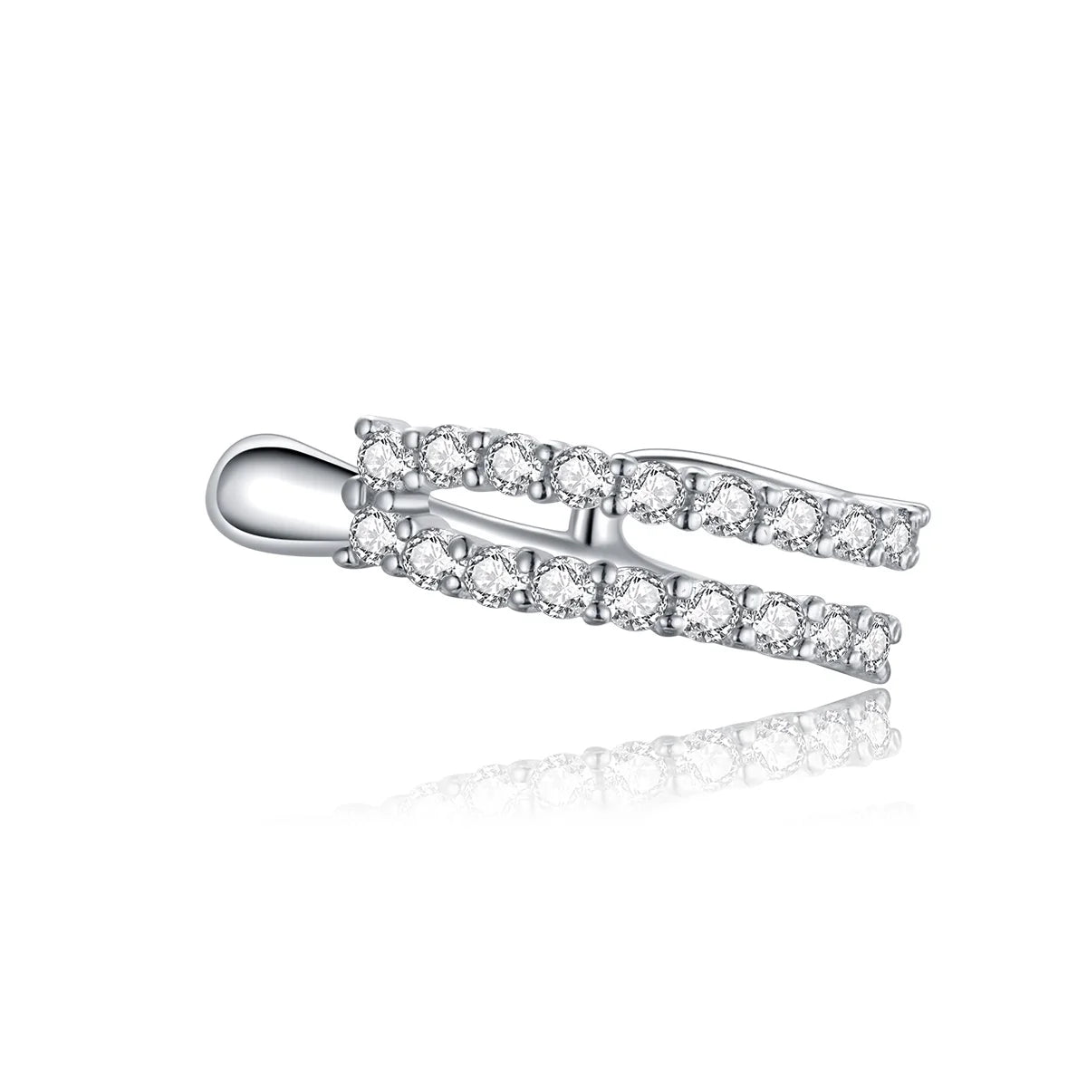Bamoer 1 PC Authentic 925 Sterling Silver Dazzling Clear CZ Ear Cuff Clip Earrings for Women Wedding Statement Jewelry SCE904