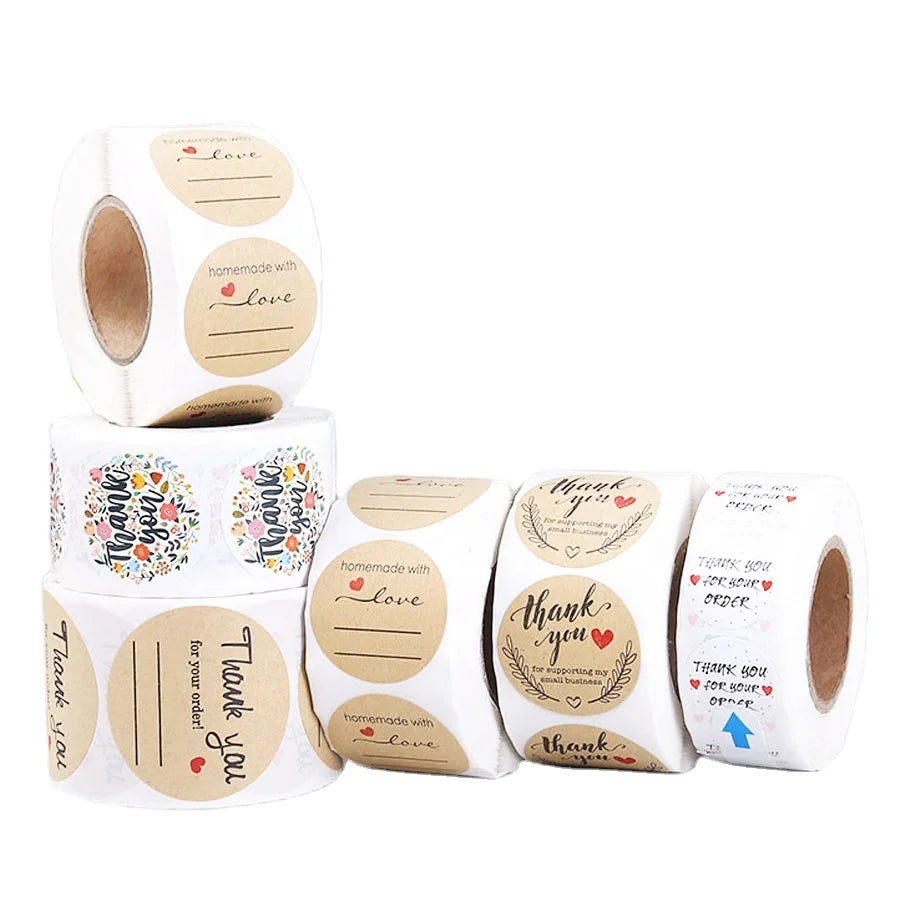 Cheap Roll Logo Printing Waterproof Oil Resistant Custom Shape Custom Design Thank You Stickers Customized Packaging Label MegaBDM