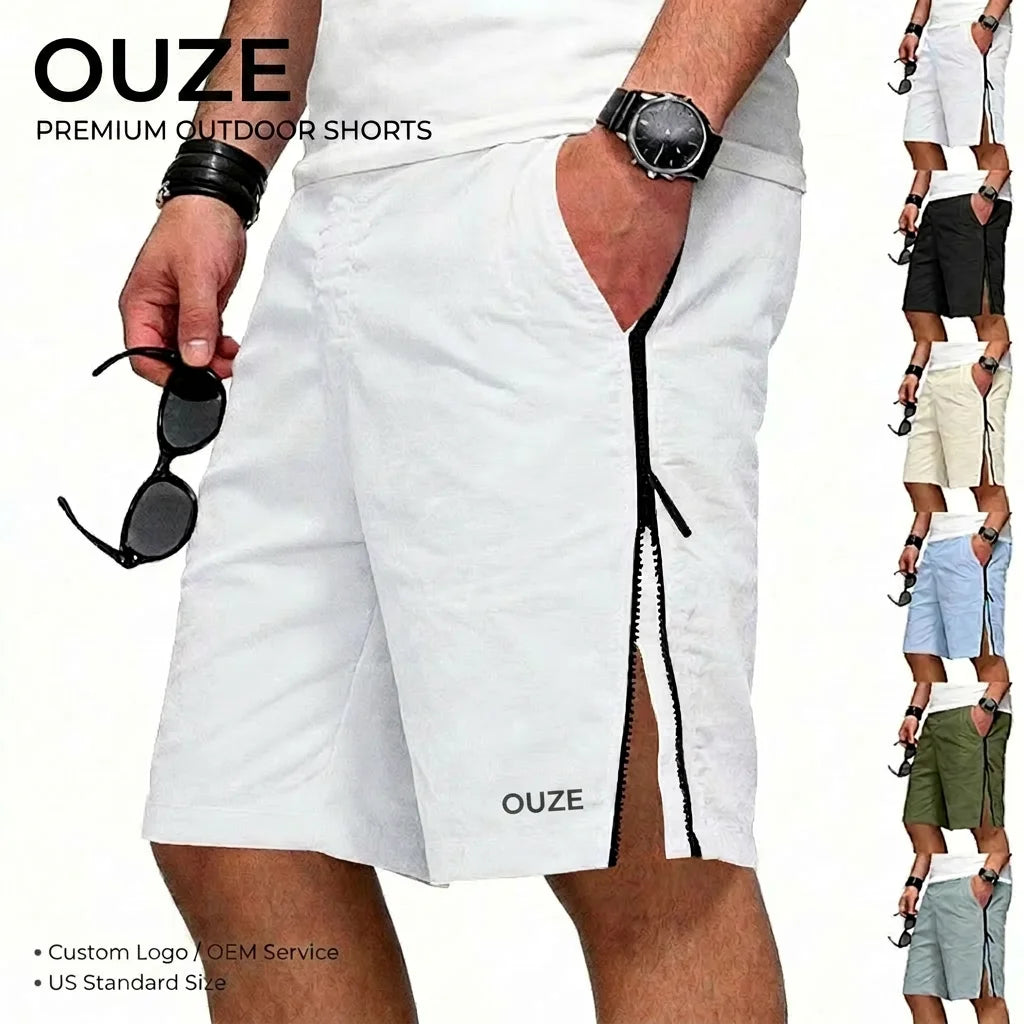 Men Shorts Zipper Pockets High Streetwear Basketball Shorts Cotton-like Twill Hip Hop Zipper Shorts for Men