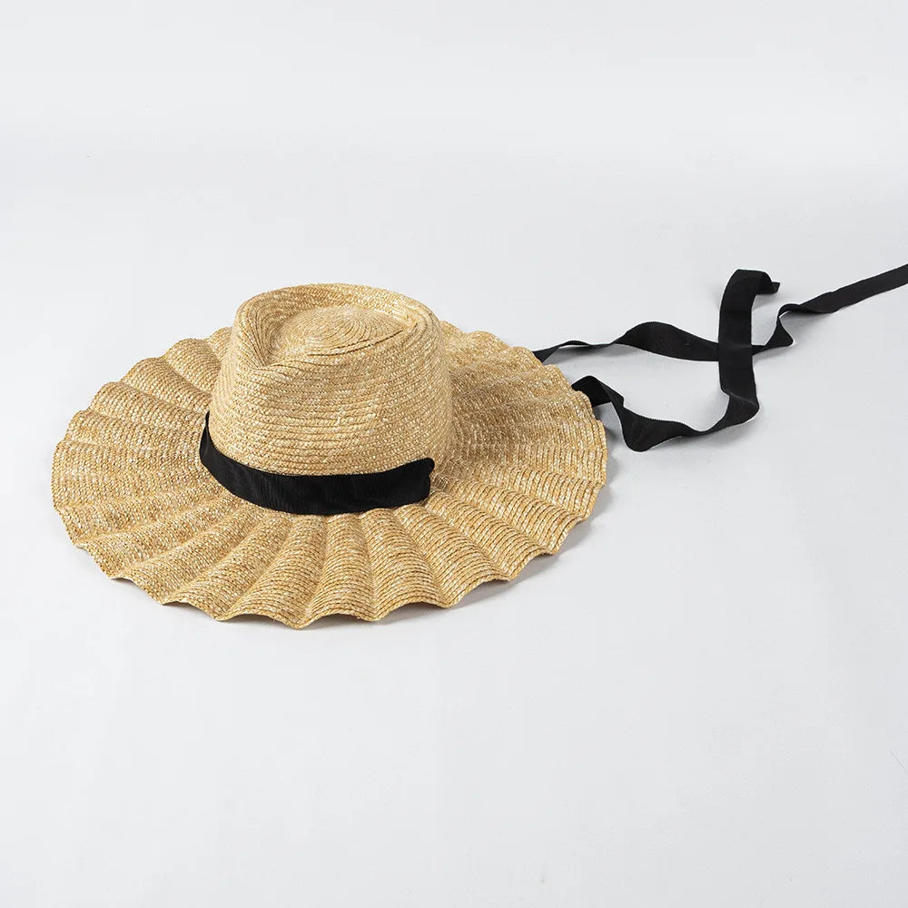 New  Fashion Women Straw Sun Hat Outdoor Concave Style Beach Straw Hat