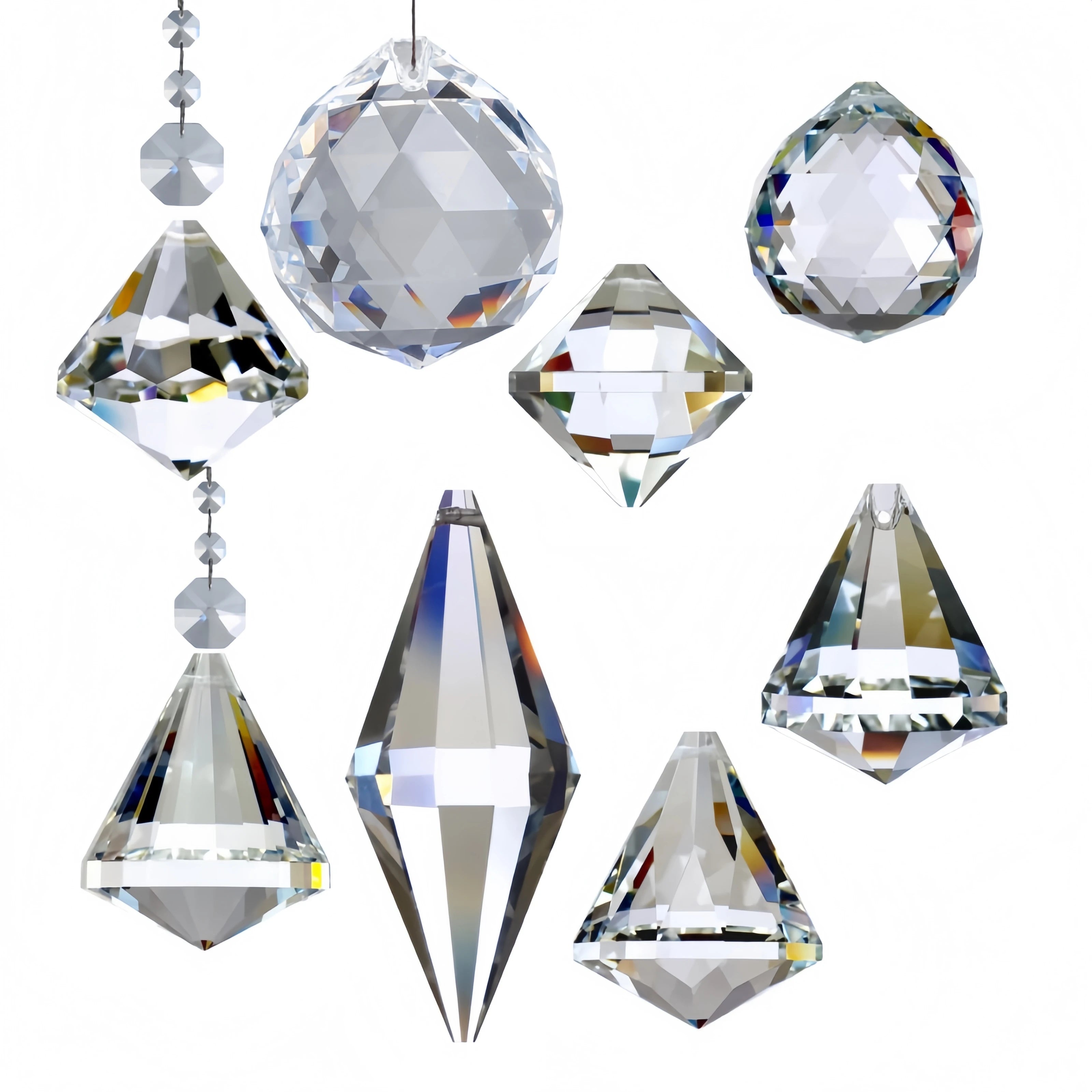 DIY Engraved Transparent Crystal Beaded Curtain with Ball Pendants-Love Style Crystal Tower Wedding Decorations