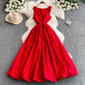 Red Dress for Women 2025 New French Style Temperament Style Large Swing Dress