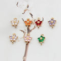 Fashion 7.5Mm Flower Accessories Delicate Kc Gold Plated Pave Colored Zircon Flower Pendant for Diy Material Jewelry