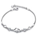 Wedding Jewelry 925 Silver Plated Heart Bracelet Adjustable Love Heart Bangle Bracelet for Mother's Day Gifts