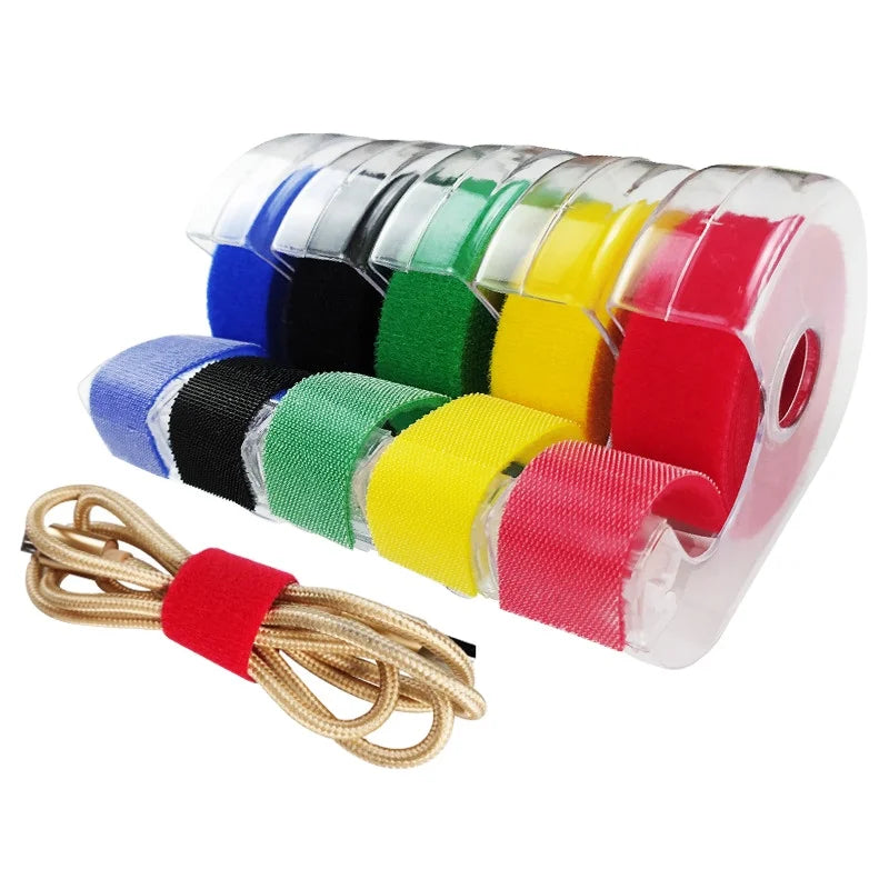 Customized Back to Back Hook and Loop Strap Tape Roll in Dispenser Garment Processing Accessories Hand Tear Style Nylon