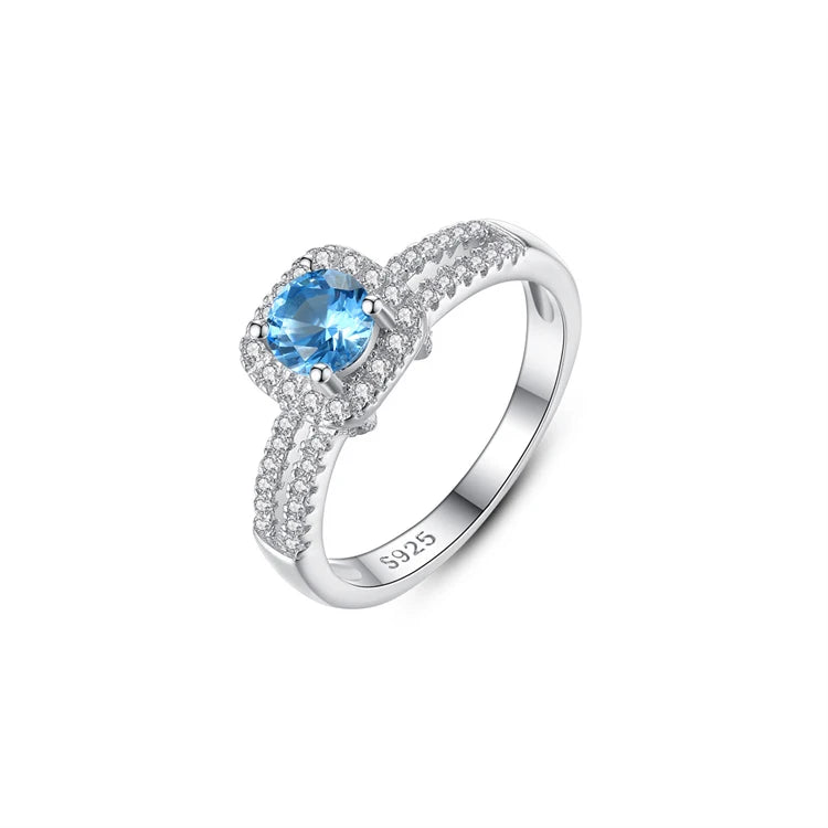 Fine Jewelry 925 Sterling Silver Square Shape Gemstone Fashion Zircon Diamond Rings for Women