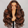 Highlight Brown Body Wave Lace Front Wigs for Women Long Brazilian Human Hair 5x5 HD Transparent Lace Front Colored Red Wigs