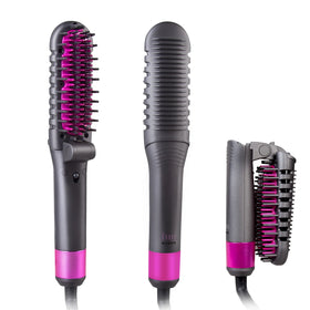 Private Label PTC Foldable Hair and Beard Straightener Comb Mini Brush Electric Brush Hair Straightener