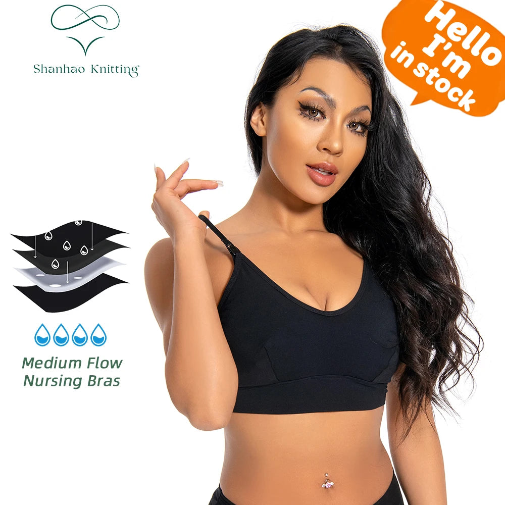 Shanhao Women's Maternity Nursing Bras Bamboo Leakproof Absorbent Handsfree Bra Postpartum Mother's Breastfeeding Bras