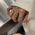 MECYLIFE Minimalist Jewelry Fashion Waterproof Anti-tarnish Spring Multilayered Rings Stainless Steel Rings for Women
