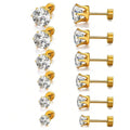 Fashionable Titanium Steel Fine Needle Stainless Steel Earrings Round 18k Gold-plated Zircon Earrings Jewelry Accessories