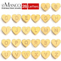 EManco INS Popular Stainless Steel Love Heart Shape a to Z Letter Initial Capital Alphabet Charms Pendant DIY Jewelry