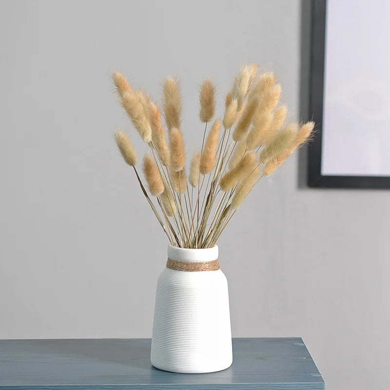 European Minimalist Ceramic Vase Hand-Drawn Hemp Rope Cross-Border Hot Selling Living Room Wedding Flower Arrangement Decoration