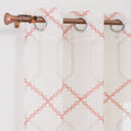 Geometric Pattern Faux Linen Sheer Embroidered Voile Tulle Embroidery Curtains Two Colors Design Cheap Price Drapes & Valances