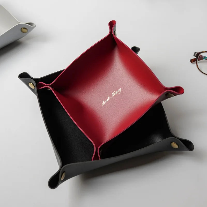 Modern PU Leather Glossy Food Container Rectangle Multifunctional 25x25cm Factory Wholesale