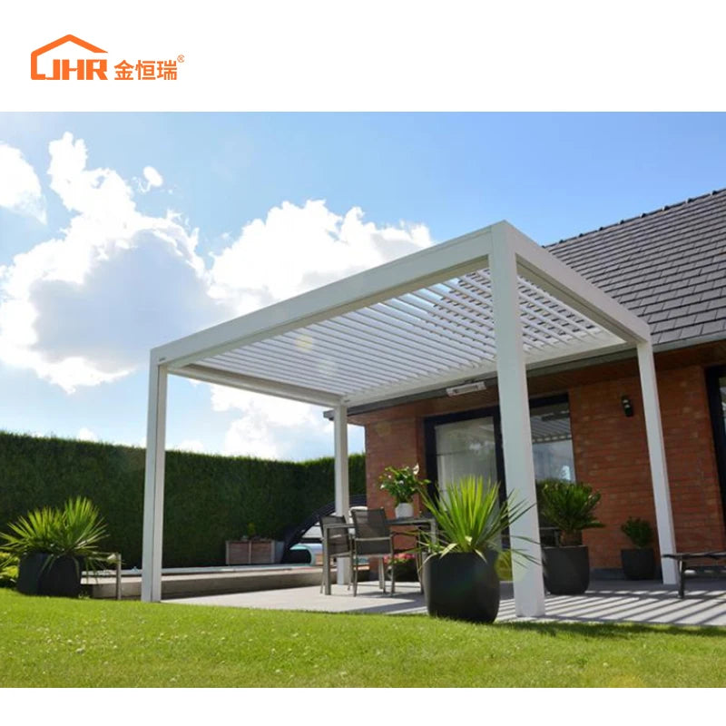 Bioclimatic Motorized Adjustable Louver Awnings Pergola Outdoor Gazebo Garden Automatic Pergola Aluminium Outdoor