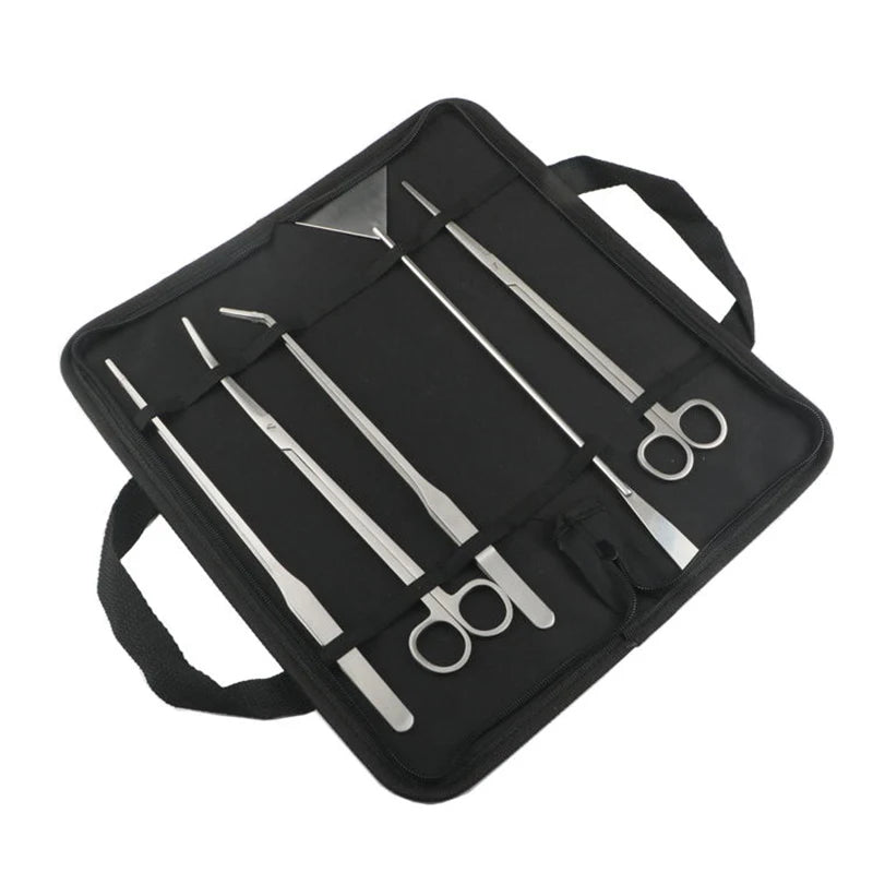4-6pcs Stainless Steel Scissors and Tweezers Aquarium Cleaning Tool Set for Fish Tank Plants Accessories