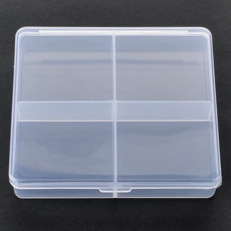 Large 4 Grids Plastic Box Clear Storage Container Jewelry Box with Fixed Dividers Bead Organizer
