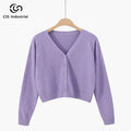 Women's Casual Warm Knitted Button Jacket Custom Embroidered Fashion Cardigan Sweater Manufactured by Knitwear Expert