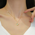 Wholesale Luxury Fashion Jewelry Waterproof Stainless Steel 18k Gold Women Mermaid Opal Pendant Necklace