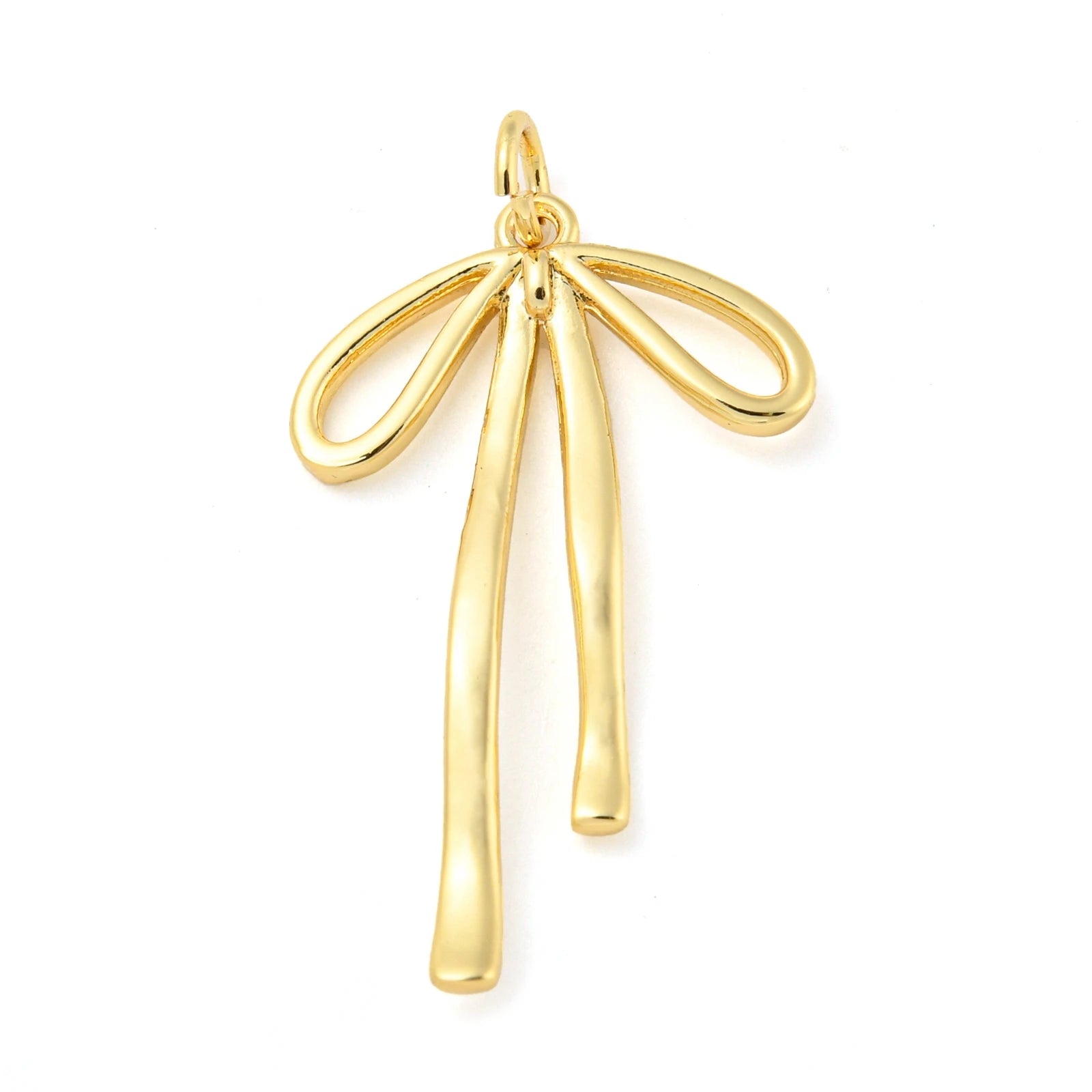 Pandahall Real 18K Gold Plated Pendant Brass With Jump Ring Long-Lasting Plated Bowknot Pendants