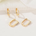 Factory Wholesale Brass 14K Gold Plated Jewelry Huggie Earrings Geometric Square Zircon Hoop Earring